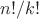 $n!/k!$