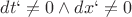 $dt` \neq 0 \land dx` \neq 0$ $dt` \neq 0 \land dx` \neq 0$