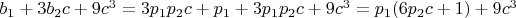 $b_1+3b_2c+9c^3=3p_1p_2c+p_1+3p_1p_2c+9c^3=p_1(6p_2c+1)+9c^3$
