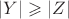 $|Y| \geqslant |Z|$