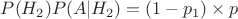 $P(H_2)P(A|H_2) = (1-p_1)\times p$