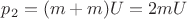 $p_2=(m+m)U=2mU$ $p_2=(m+m)U=2mU$