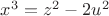 $\[{x^3} = {z^2} - 2{u^2}\]$