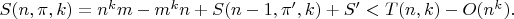 $S(n,\pi,k)=n^km-m^kn+S(n-1,\pi',k)+S'<T(n,k)-O(n^k).$