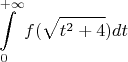 $$\int\limits_0^{+\infty}f(\sqrt{t^2 + 4})dt$$