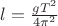 $l=\frac{gT^2}{4 \pi^2}$