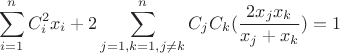 $$\sum_{i=1}^n{C_i^2x_i}+2\sum_{j=1,k=1,j\neq k}^n{C_jC_k(\frac{2x_jx_k}{x_j+x_k})}=1$$