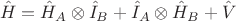 $$\hat{H} = \hat{H}_A \otimes \hat{I}_B + \hat{I}_A \otimes \hat{H}_B + \hat{V}$$ $$\hat{H} = \hat{H}_A \otimes \hat{I}_B + \hat{I}_A \otimes \hat{H}_B + \hat{V}$$