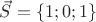 $\vec{S}=\{1;0;1\}$