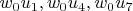 $w_{0}u_1, w_{0}u_4, w_{0}u_7$