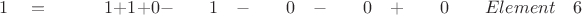 $ \quad \quad 1 \quad = \quad \quad \quad 1  +  1 +  0  -  \quad \quad 1 \quad - \quad \quad 0 \quad - \quad \quad0 \quad + \quad \quad 0 \quad \quad Element \quad 6$