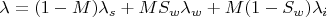 $\lambda=(1 - M)\lambda_s +M S_w \lambda_w  + M (1-S_w) \lambda_i$