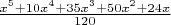 $\frac{x^5+10x^4+35x^3+50x^2+24x}{120}$