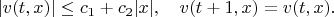$$|v(t,x)|\le c_1+c_2|x|,\quad v(t+1,x)=v(t,x).$$