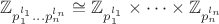 $\mathbb Z_{p_1^{l_1}\dots p_n^{l_n}}\cong \mathbb Z_{p_1^{l_1}}\times\dots\times \mathbb Z_{p_n^{l_n}}$