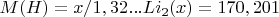 $M(H)=x/1,32...Li_2(x)=170,201$