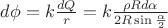 $d\phi=k\frac{dQ}r=k\frac{\rho Rd\alpha}{2R\sin\frac\alpha2}$