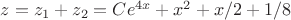$z=z_1+z_2=Ce^{4x}+x^2+x/2+1/8$
