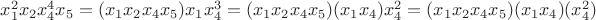 $x_1^2x_2x_4^4x_5=(x_1x_2x_4x_5)x_1x_4^3=(x_1x_2x_4x_5)(x_1x_4)x_4^2=(x_1x_2x_4x_5)(x_1x_4)(x_4^2)$