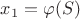$x_1=\varphi(S)$