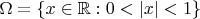 $\Omega =\{x \in \mathbb{R}: 0<|x|<1\}$