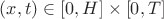$(x, t) \in [0, H] \times [0, T]$