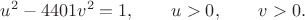 $\displaystyle u^2-4401v^2=1,\qquad u>0,\qquad v>0.$