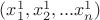 $(x_1^1,x_2^1, ...x_n^1)$