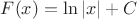 $F(x)=\ln|x|+C$