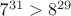 7^{31}>8^{29}