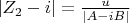 $|Z_2-i|=\frac{u}{|A-iB|}$