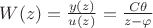$W(z)=\frac{y(z)}{u(z)}=\frac{C\theta}{z-\varphi}$