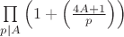 $\prod\limits_{p|A}\left( 1+ \left( \frac{4A+1}{p} \right)\right)$