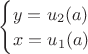 $\begin{cases}y=u_2(a)\\x=u_1(a)\end{cases}$