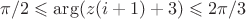 $\pi/2\leqslant \arg(z(i+1)+3)\leqslant2\pi/3$