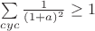 $\sum\limits_{cyc}\frac{1}{(1+a)^2}\geq1$