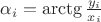$\alpha_i = \arctg {\frac {y_i} {x_i}} $