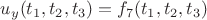 $u_{y}(t_{1},t_{2},t_{3})=f_7 (t_{1},t_{2},t_{3})$