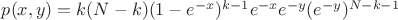 $p(x,y)=k(N-k)(1-e^{-x})^{k-1}e^{-x}e^{-y}(e^{-y})^{N-k-1}$