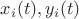 $x_i(t), y_i(t)$