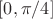 $[0, \pi/4]$