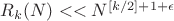 $R_k(N)<< N^{[k/2]+1+\epsilon}$