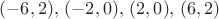 $(-6,2),\,(-2,0),\,(2,0),\,(6,2)$