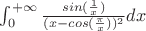 $\int^{+\infty}_{0}\frac{sin(\frac{1}{x})}{(x-cos(\frac{\pi}{x}))^2}dx$