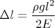 $\Delta l=\dfrac{\rho g l^2}{2E}$