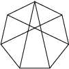 $$\begin{tikzpicture}
\draw(0,1)--(0.78,0.62)--(0.97,-0.22)--(0.43,-0.9)--(-0.43,-0.9)--(-0.97,-0.22)--(-0.78,0.62)--(0,1);
\draw(0.43,-0.9)--(0,1)--(-0.43,-0.9);
\draw(0.78,0.62)--(-0.97,-0.22);
\draw(-0.78,0.62)--(0.97,-0.22);
\end{tikzpicture}$$