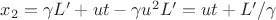 $x_2 = \gamma L' + ut - \gamma u^2L' = ut + L'/\gamma$