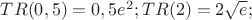 $TR(0,5)=0,5e^2;TR(2)=2\sqrt{e};$