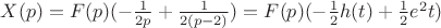 $X(p)=F(p)(-\frac{1}{2p}+\frac{1}{2(p-2)})=F(p)(-\frac{1}{2}h(t)+\frac{1}{2}e^2t)$