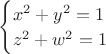 $\begin{cases}x^2+y^2=1\\z^2+w^2=1\end{cases}$